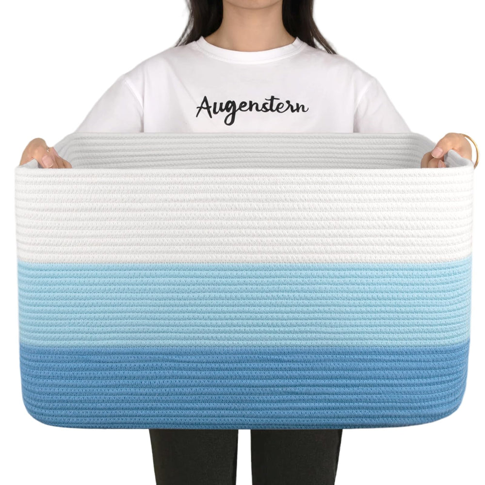 OIAHOMY large blanket basket in full view showcases rectangular storage