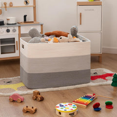 OIAHOMY blanket storage basket in living room adds tidy decor