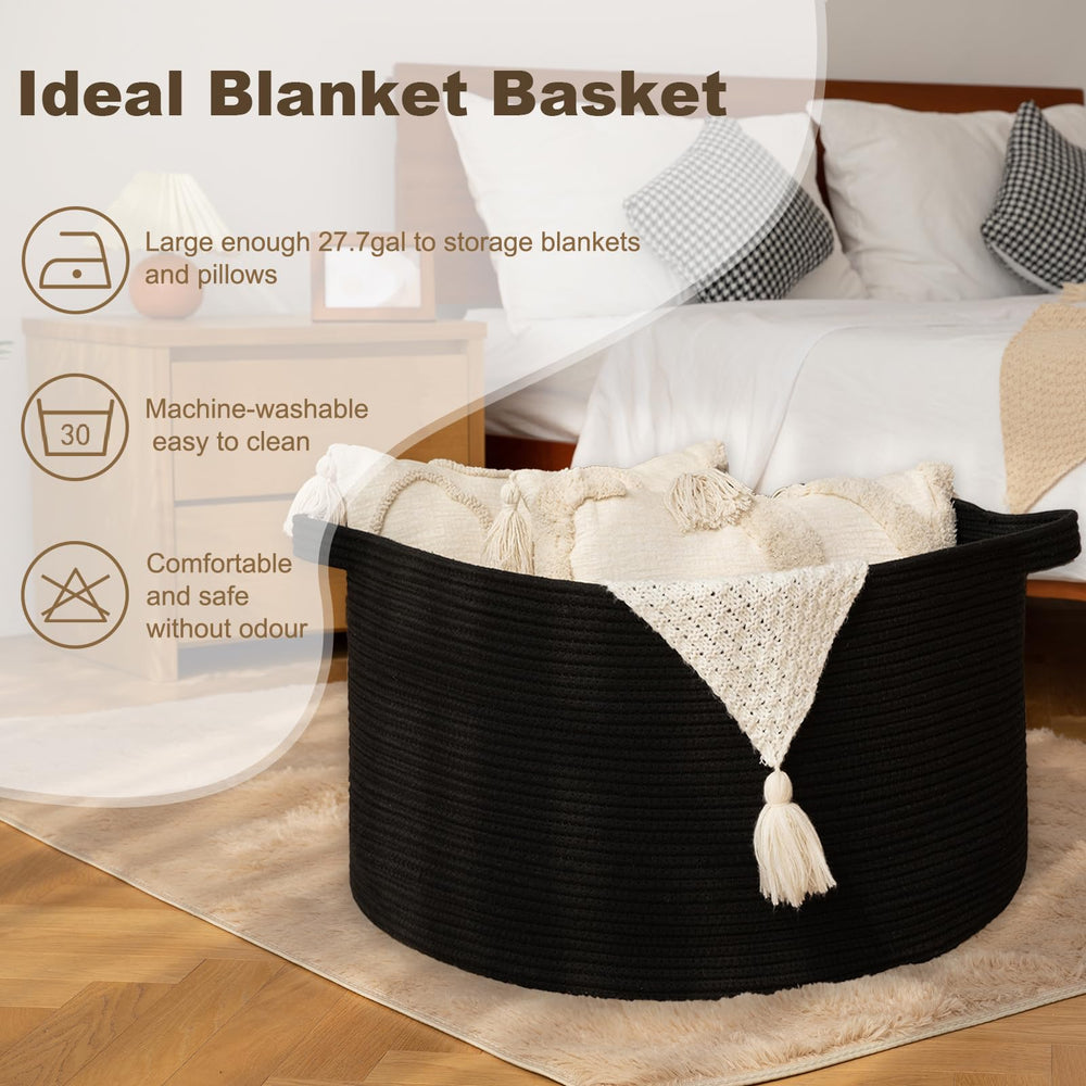 OIAHOMY blanket storage basket made of cotton rope for versatile use
