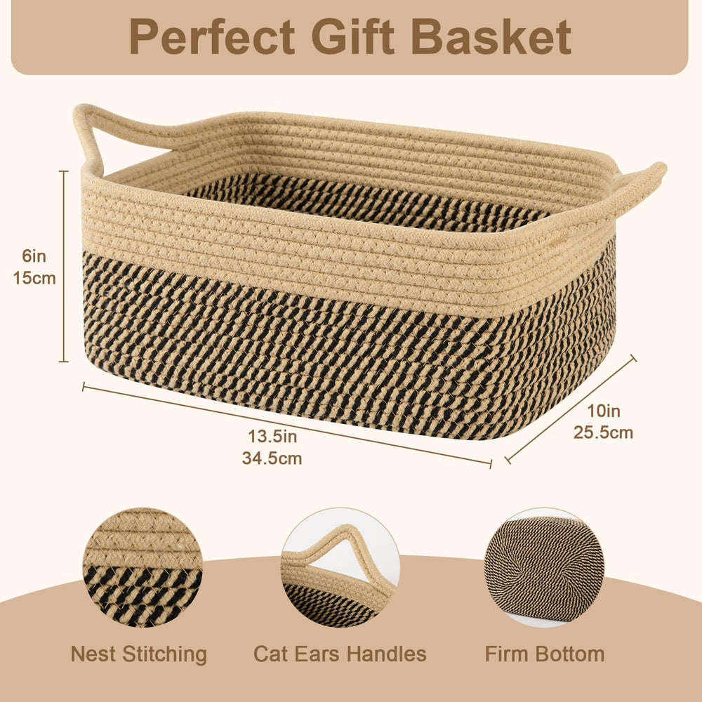 OIAHOMY cat-ear handles basket reinforced for sturdy carrying.