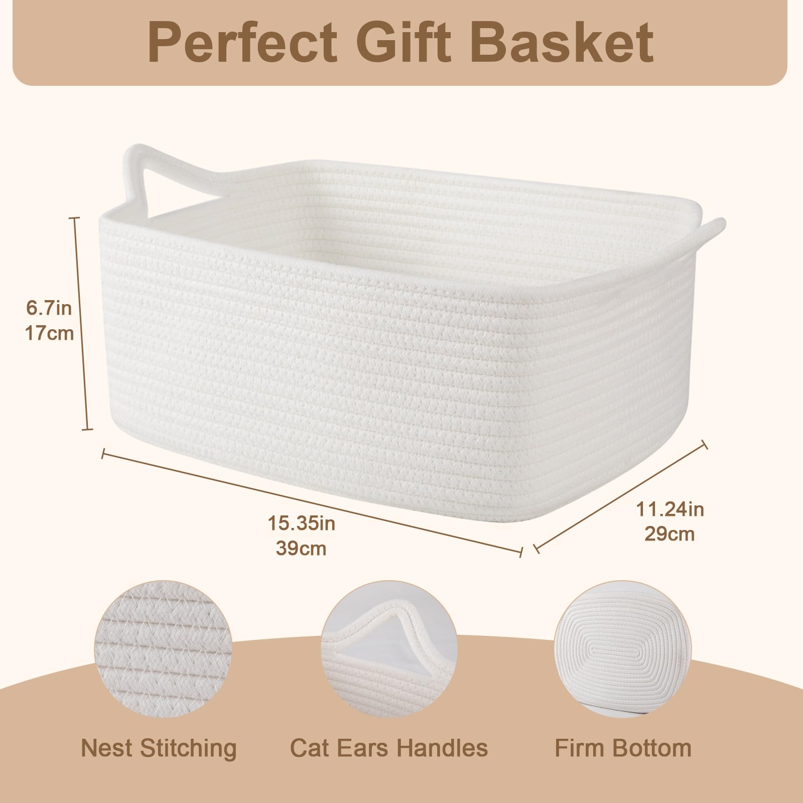 OIAHOMY basket with cat ear handles adds playful charm and sturdy grip for carrying heavier items.
