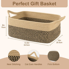 OIAHOMY cat-ear handles basket reinforced for sturdy carrying.