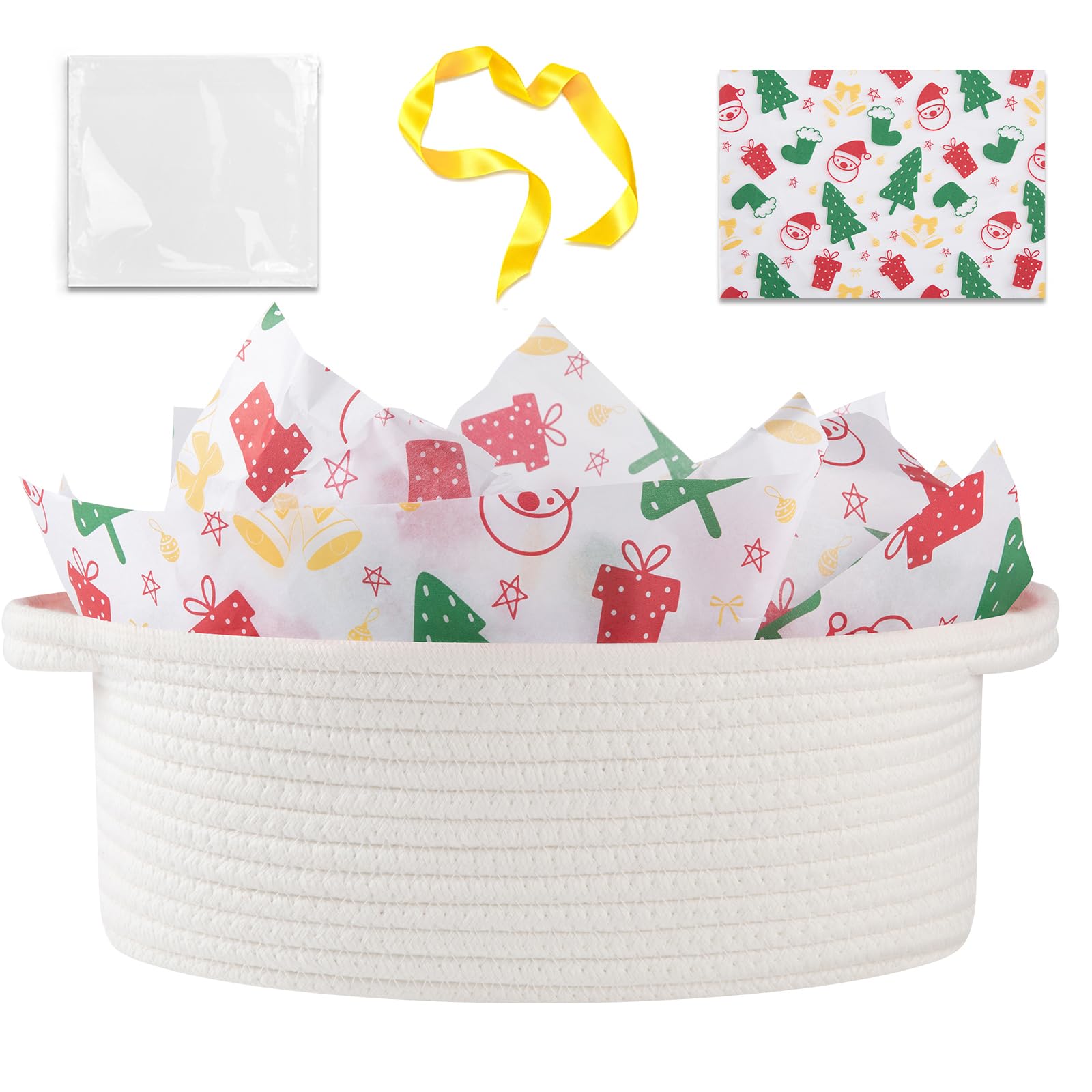 OIAHOMY Christmas gift basket with handle—easy to carry and ideal for gifts.