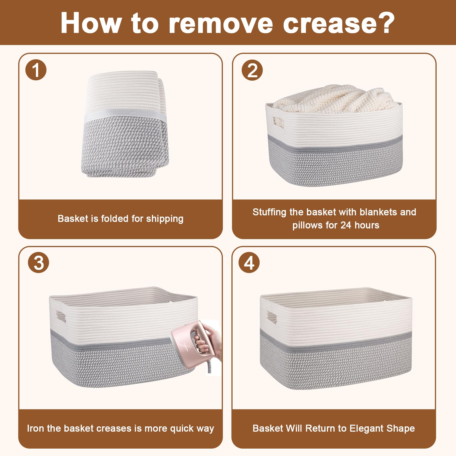 OIAHOMY collapsible rectangle basket folds flat when not in use