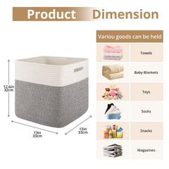 OIAHOMY cotton rope basket closeup with reinforced handles for durability