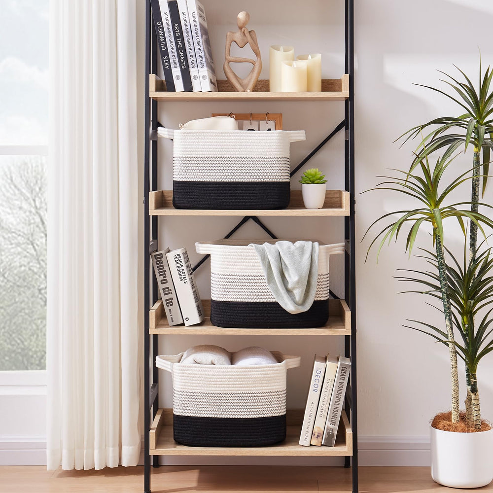 OIAHOMY cotton rope basket in gradient dark adds a Nordic touch.
