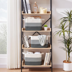 OIAHOMY cotton rope basket gray weave adds soft, stylish organization.