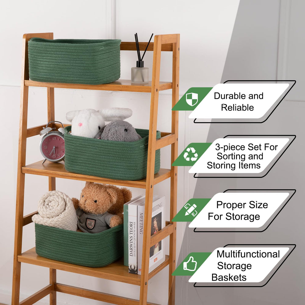 OIAHOMY green living room basket on shelf for tidy spaces