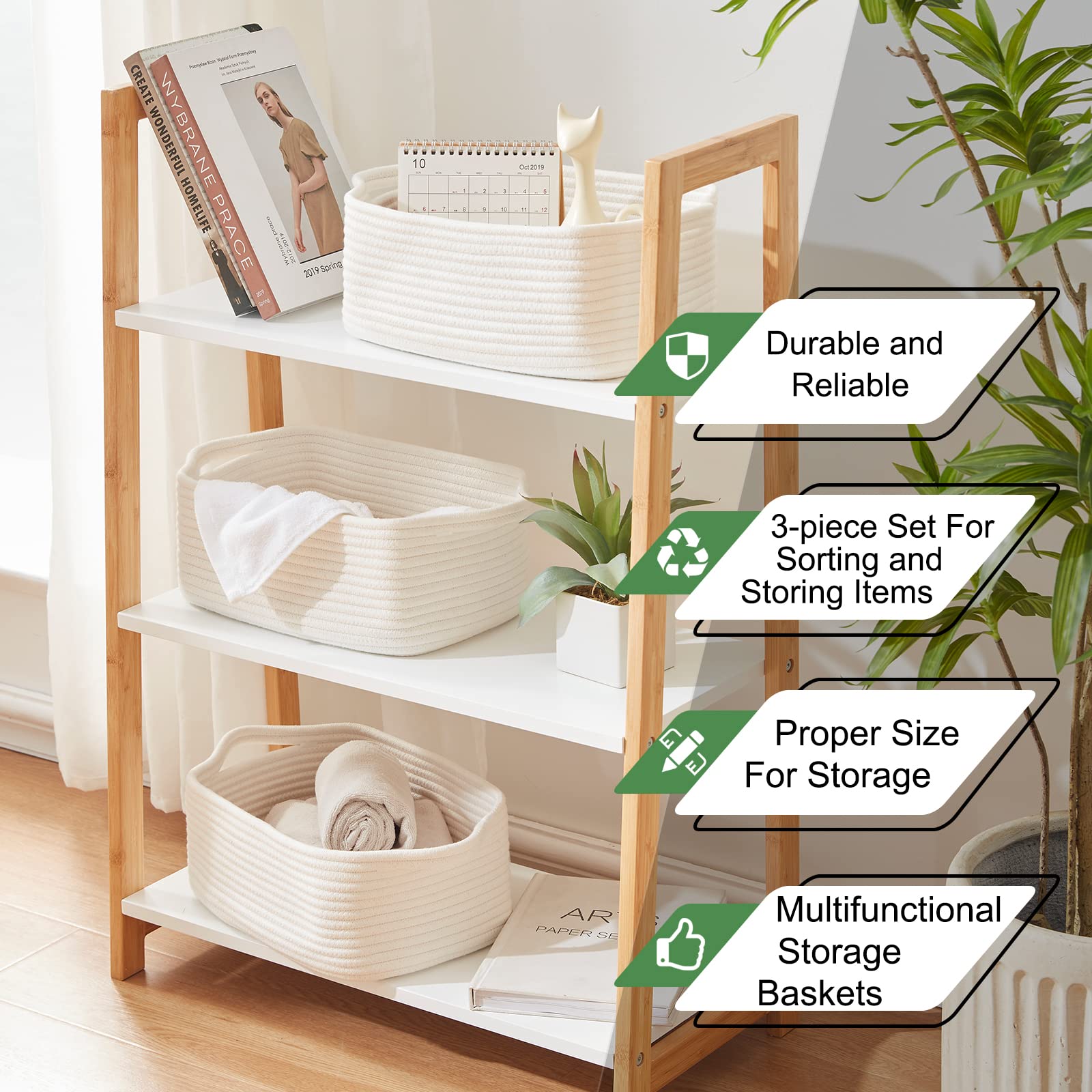 OIAHOMY nursery decor basket blends with baby rooms, soft white aesthetic.