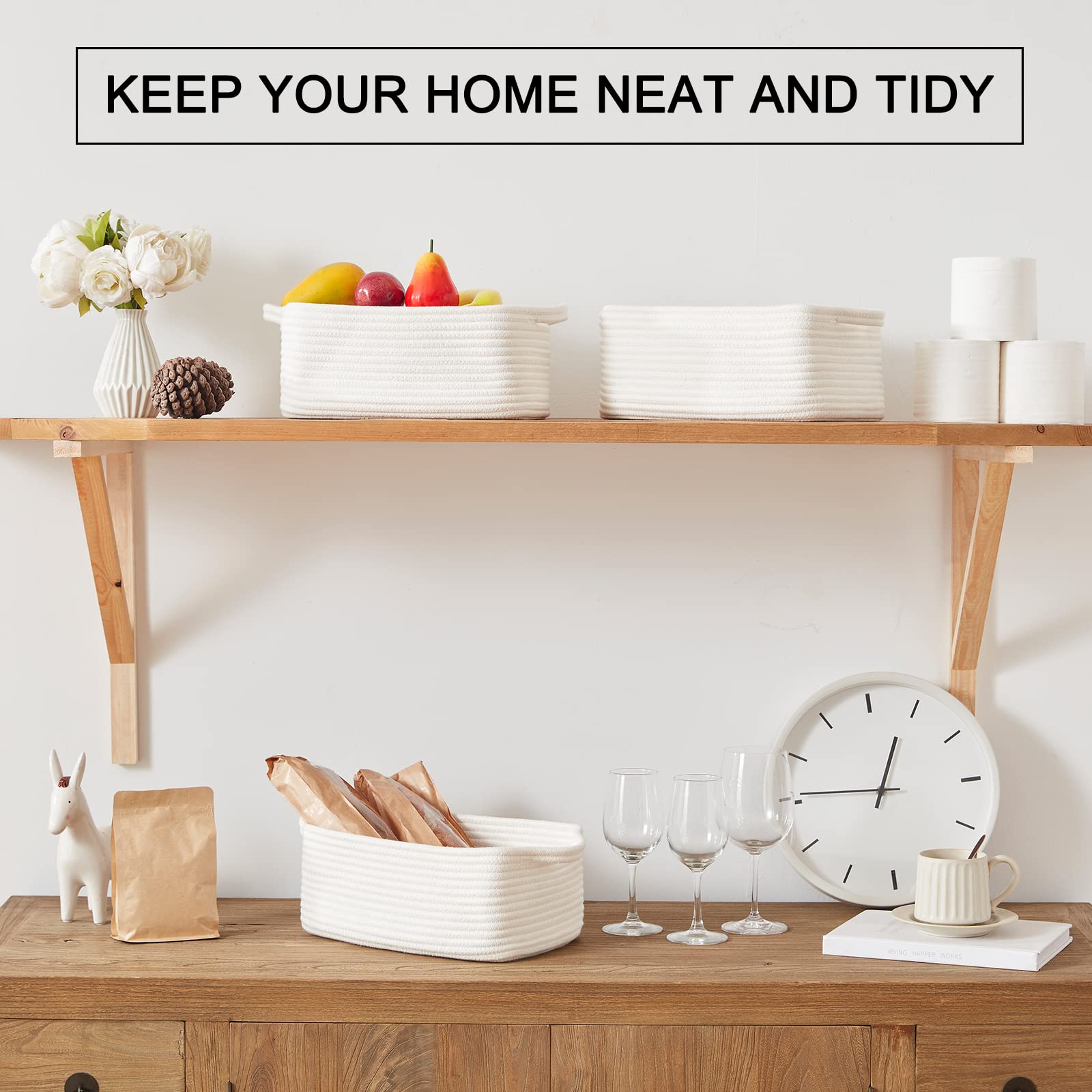OIAHOMY storage baskets with handles, easy to carry heavy loads around the home.