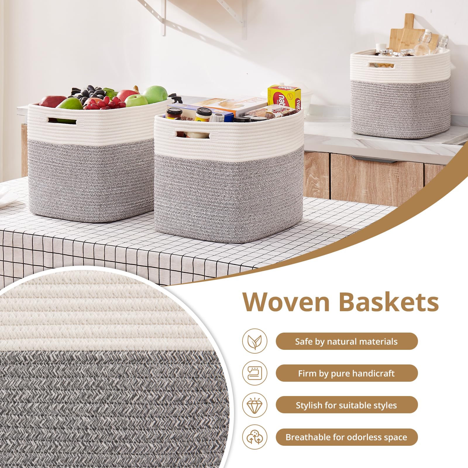 OIAHOMY living room organizer basket adds decor while reducing clutter