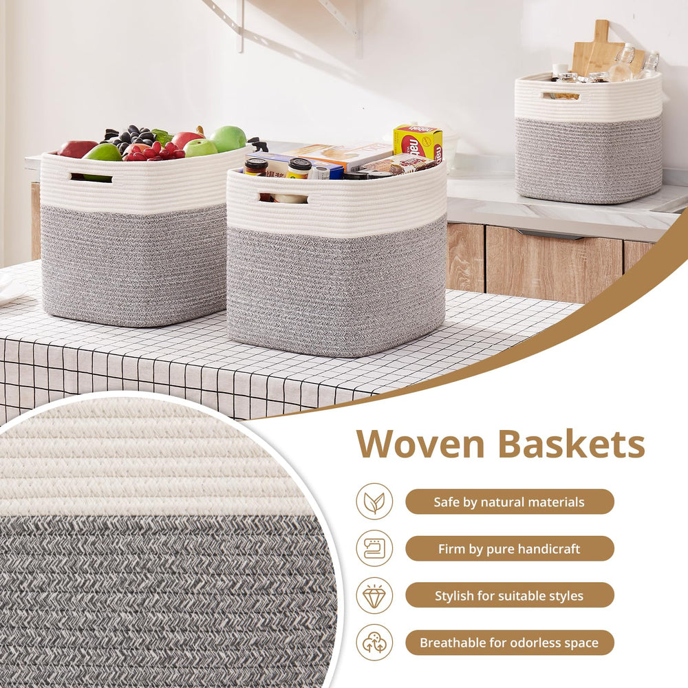 OIAHOMY living room organizer basket adds decor while reducing clutter
