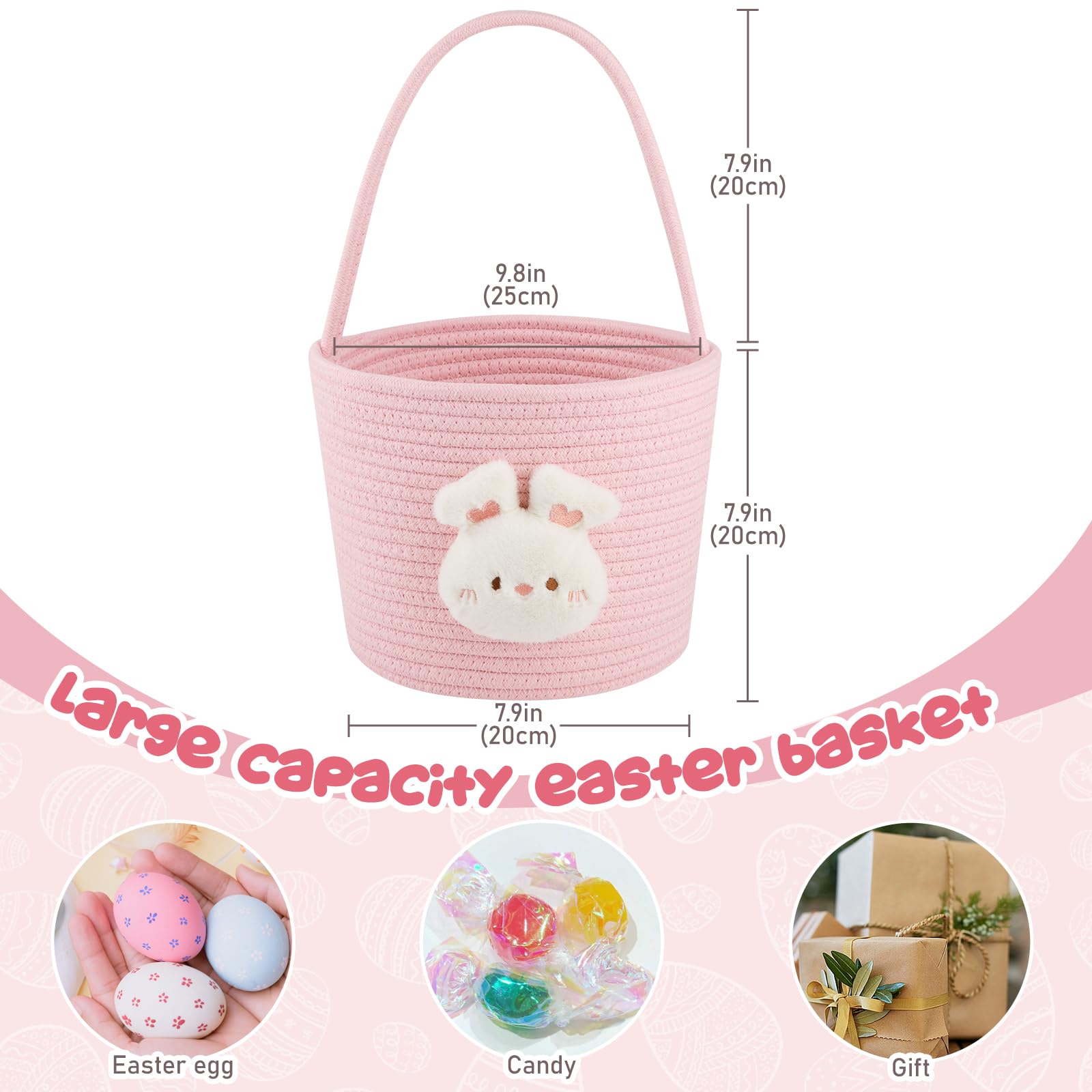 OIAHOMY basket offers generous space for eggs, small gifts, or treasures