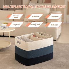 OIAHOMY blanket basket folded for space-saving storage when not in use.