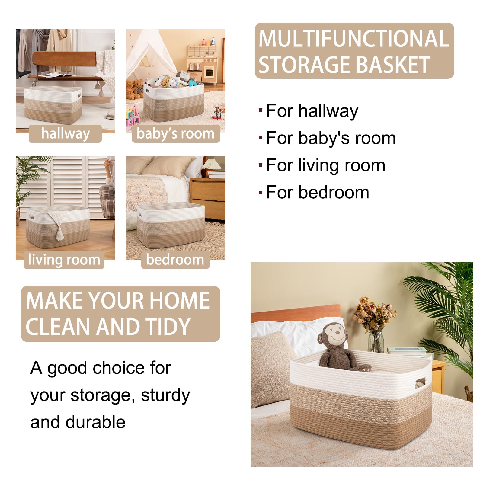 OIAHOMY foldable storage basket saves space when not in use.