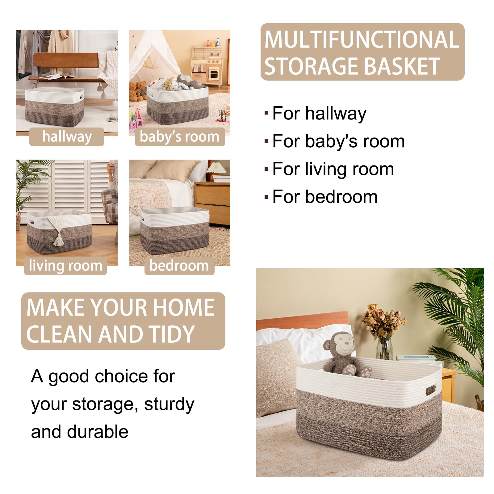 OIAHOMY foldable storage basket saves space when not in use.