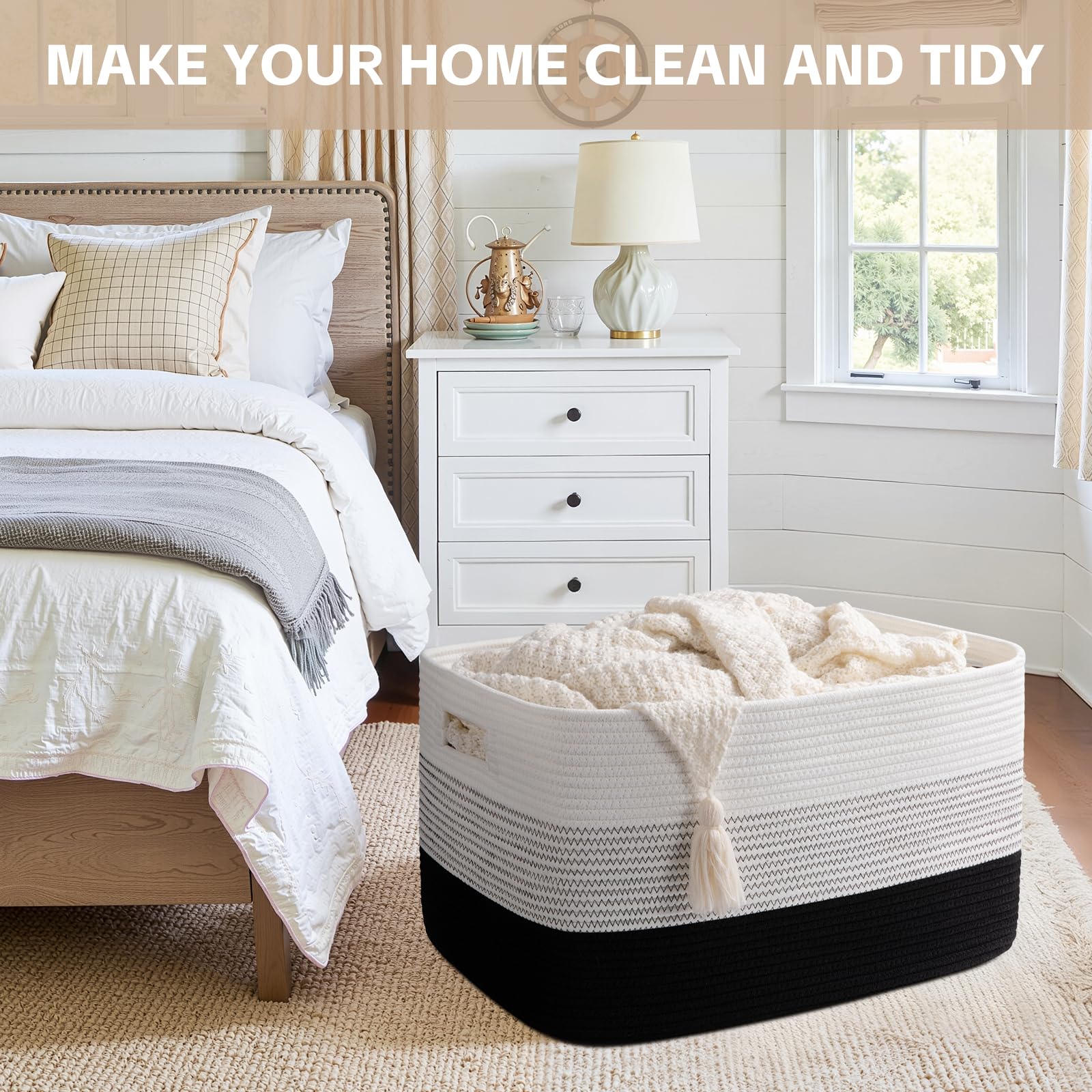OIAHOMY foldable woven basket collapses for compact closet storage.