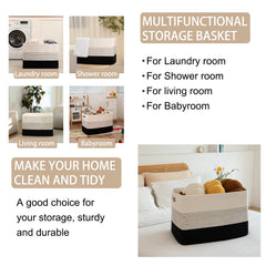 OIAHOMY foldable woven storage basket saving space when not in use