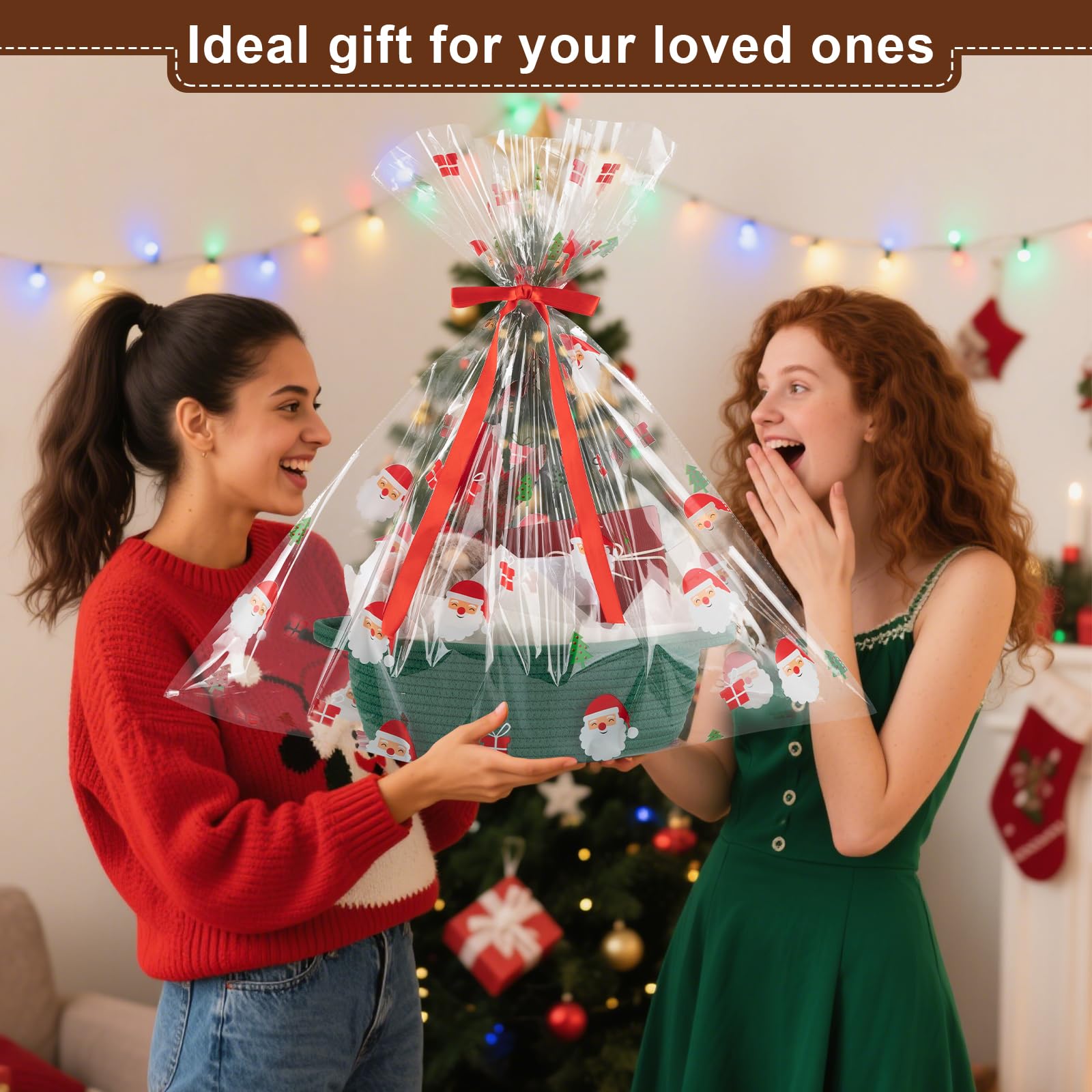 OIAHOMY gift bag with ribbon and tissue packaging.