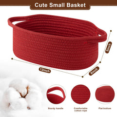 OIAHOMY 12x8x5 dimensions shown on red basket for compact storage
