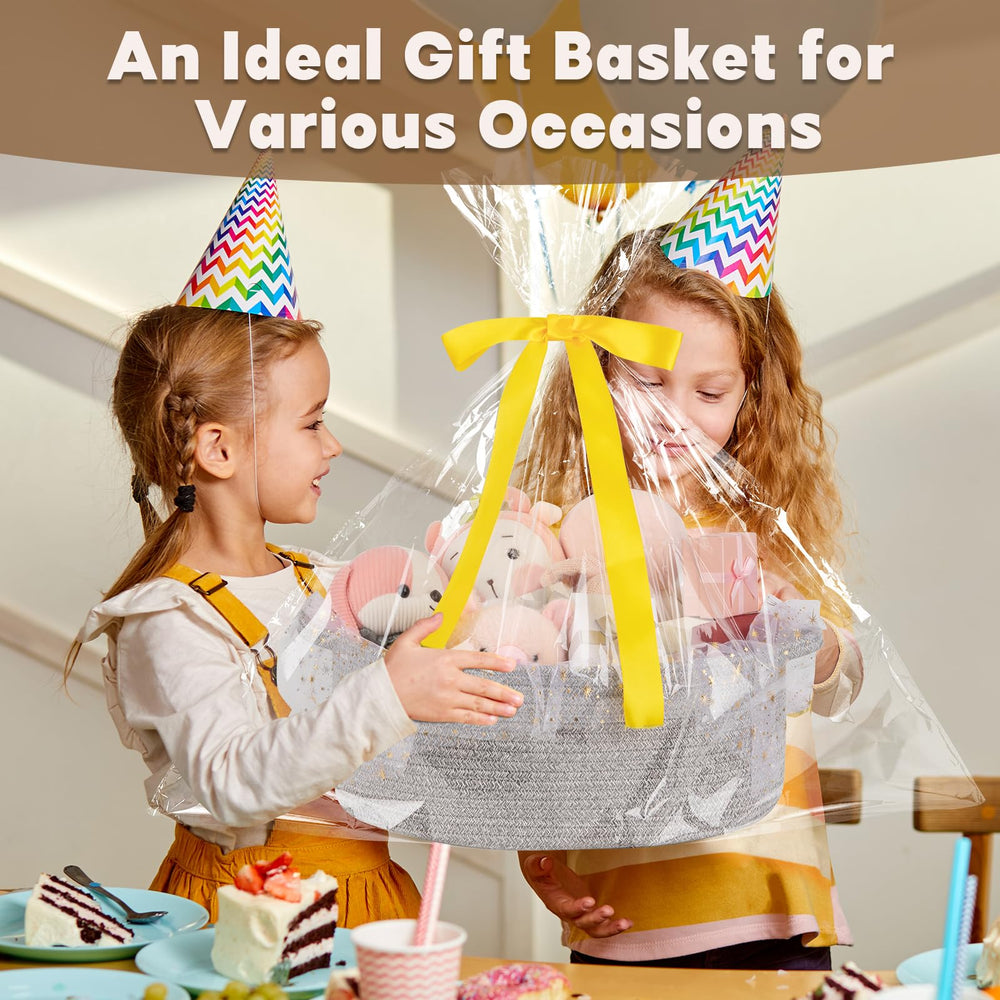 OIAHOMY gift basket made of cotton rope in grey, durable and sturdy