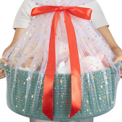 OIAHOMY green gift basket empty, showcasing a large reusable storage solution with handles.
