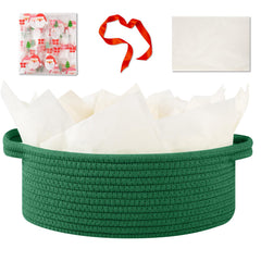 OIAHOMY gift basket with handle in Christmas green for easy gifting.