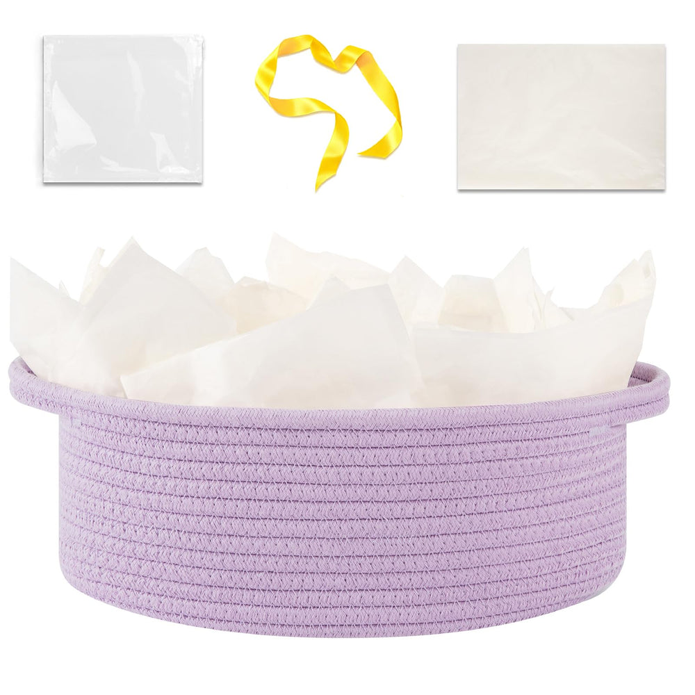 OIAHOMY lilac purple gift basket with handle, ideal for gifting and easy transport.