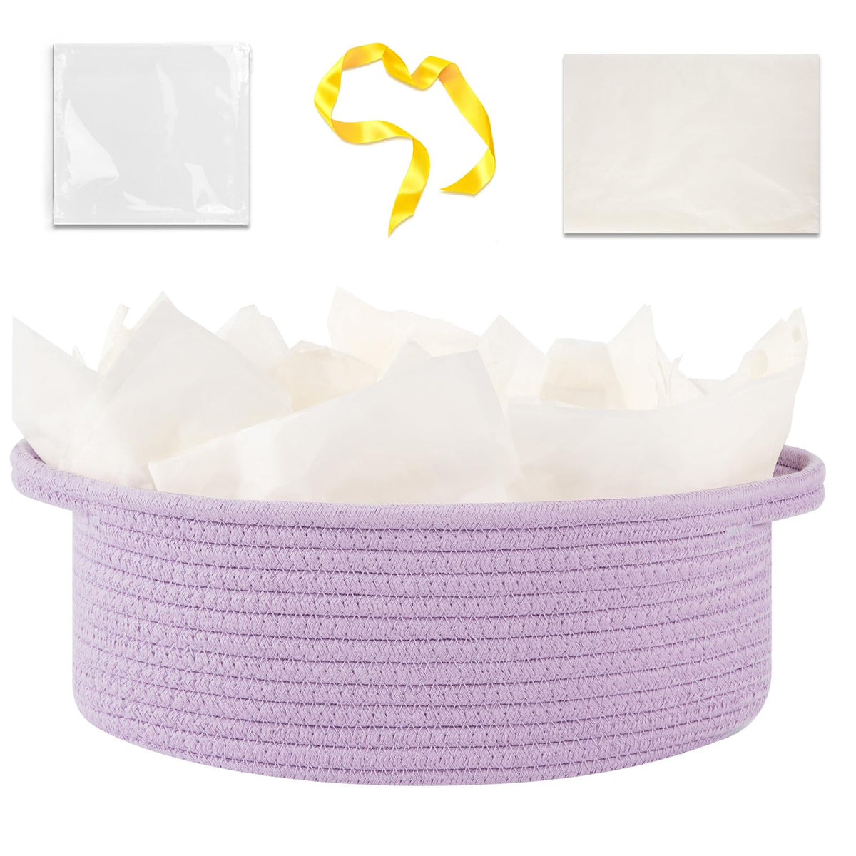 OIAHOMY lilac purple gift basket with handle, ideal for gifting and easy transport.