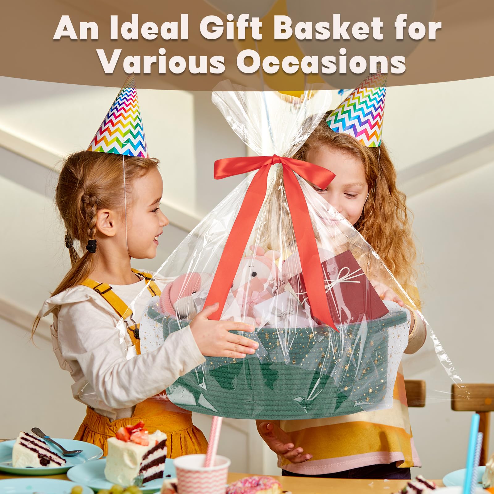 OIAHOMY large capacity basket used as towel or toy storage.