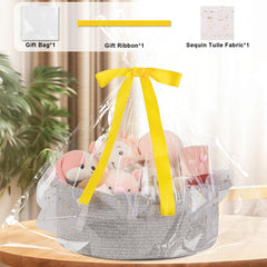 OIAHOMY gift basket with ribbon detail in grey for a polished look