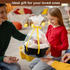 OIAHOMY gift basket showcasing ribbon and tissue paper for decoration and protection.