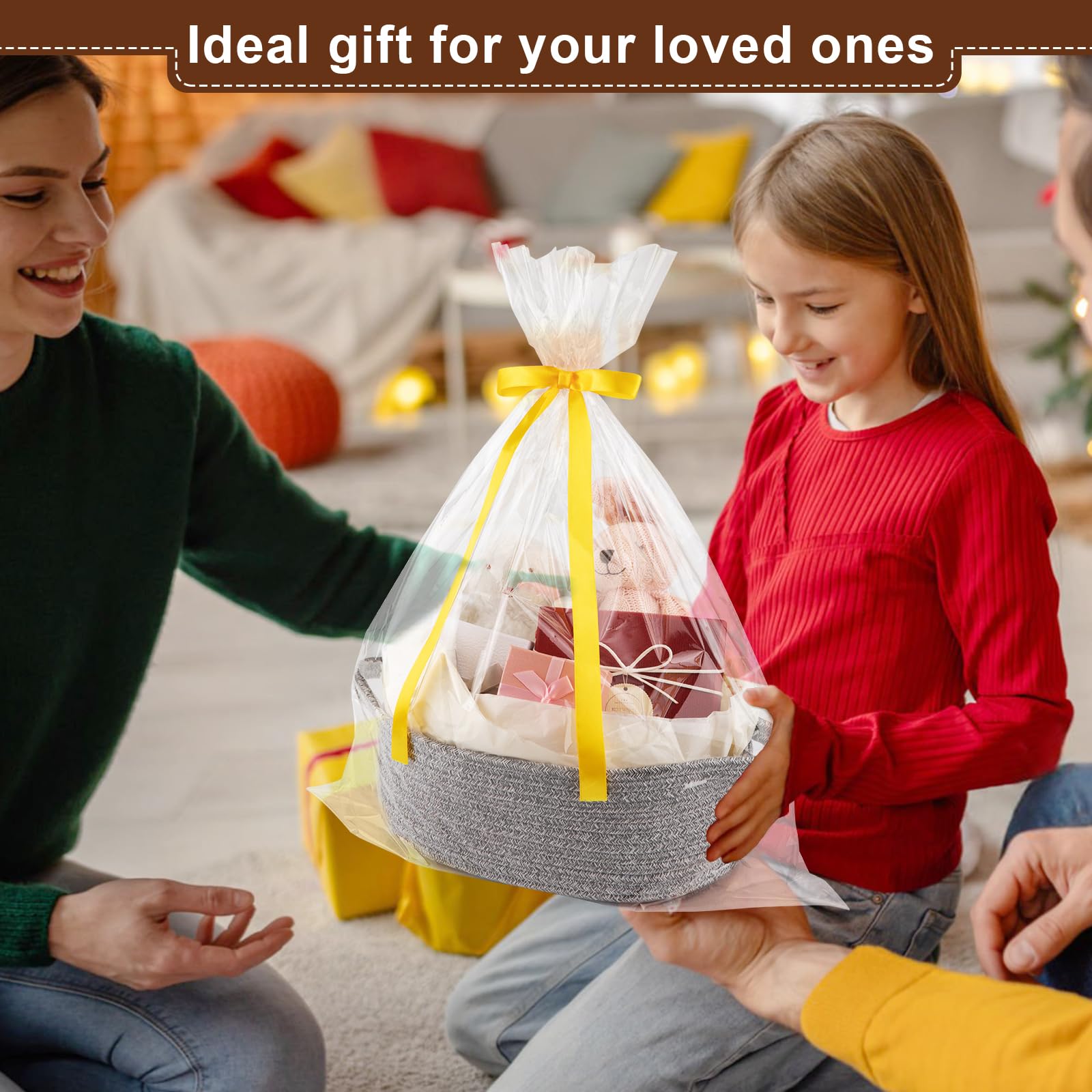 OIAHOMY gift basket size 12x8x5 inches with sturdy handles