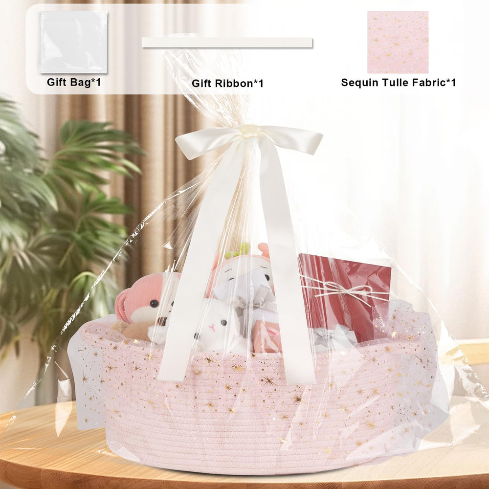 OIAHOMY basket with sturdy side handles for easy carrying around the home.