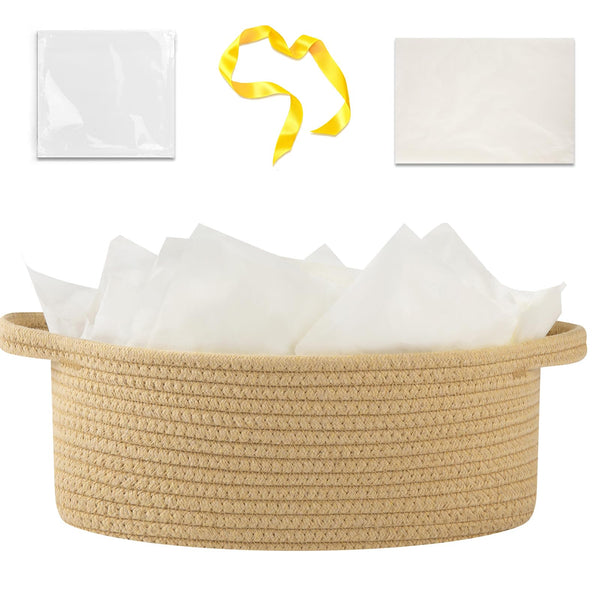 OIAHOMY gift basket with handle in yellow, ideal for birthdays or baby showers.