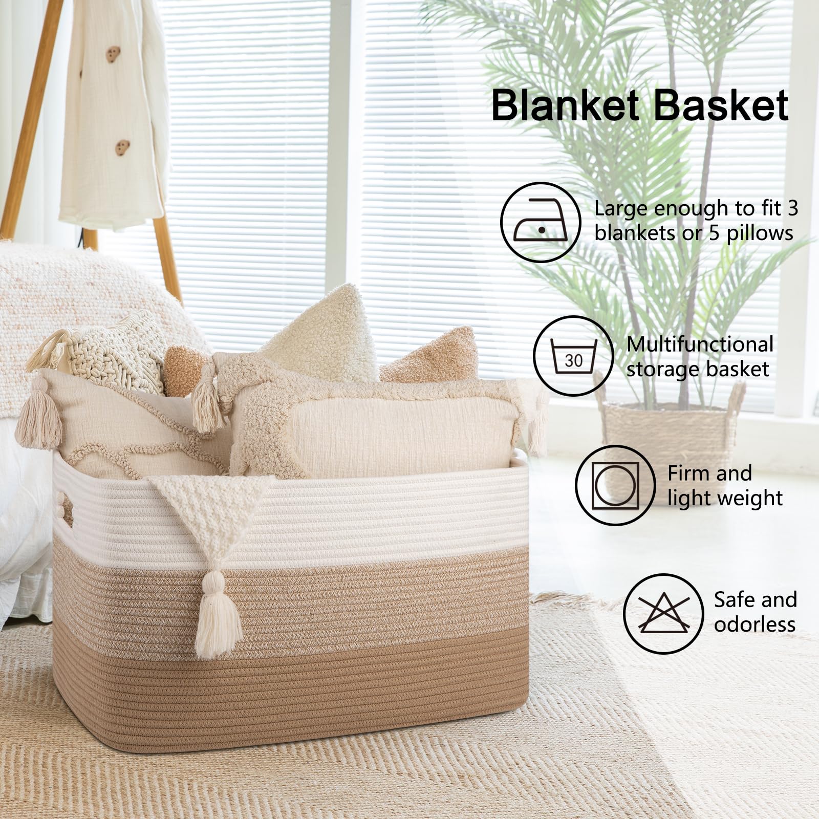 OIAHOMY large basket ideal for nurseries or living rooms.
