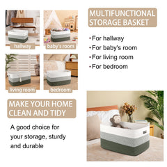 OIAHOMY large blanket basket handles with reinforced stitching for easy transport
