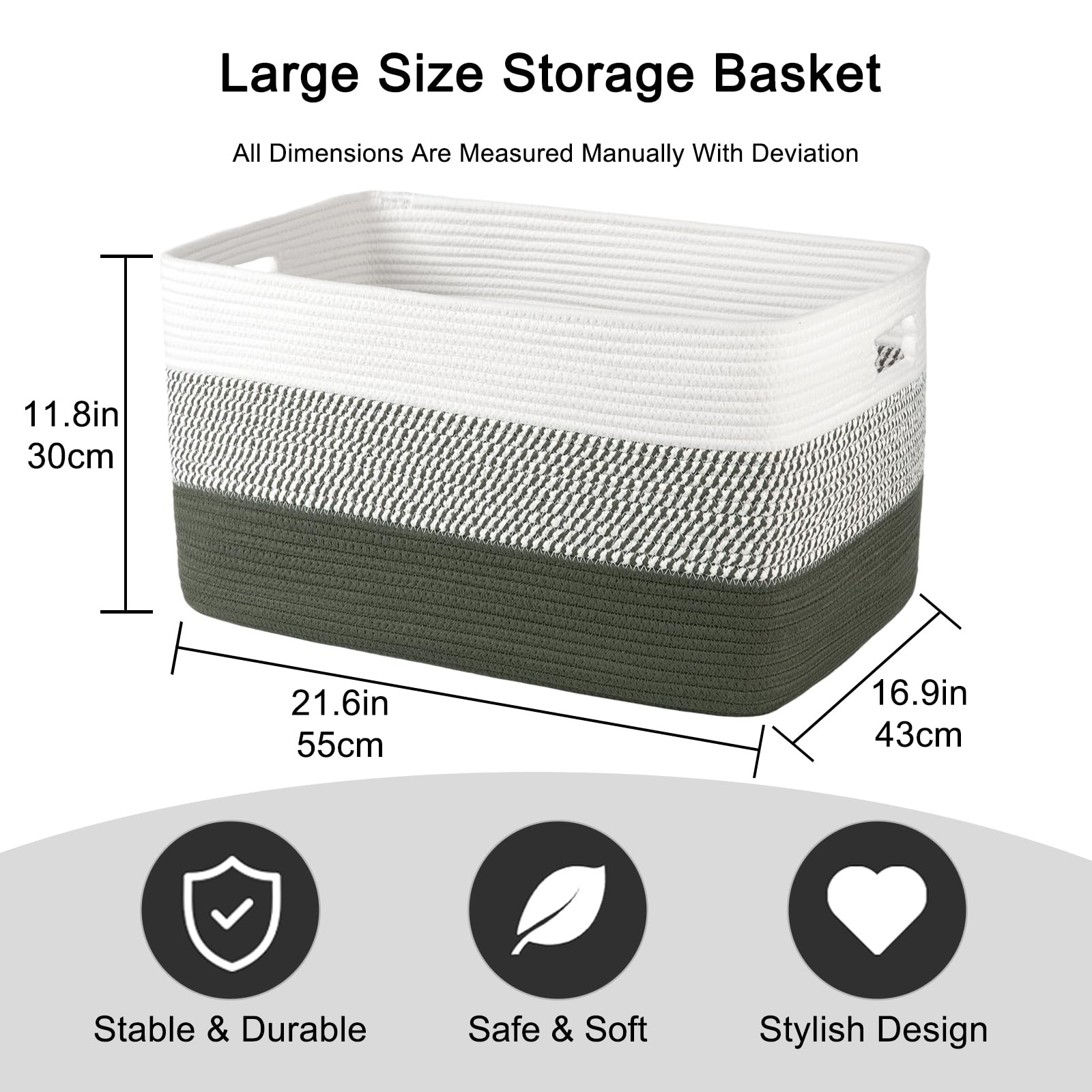 OIAHOMY large blanket basket open-top for quick access and organization