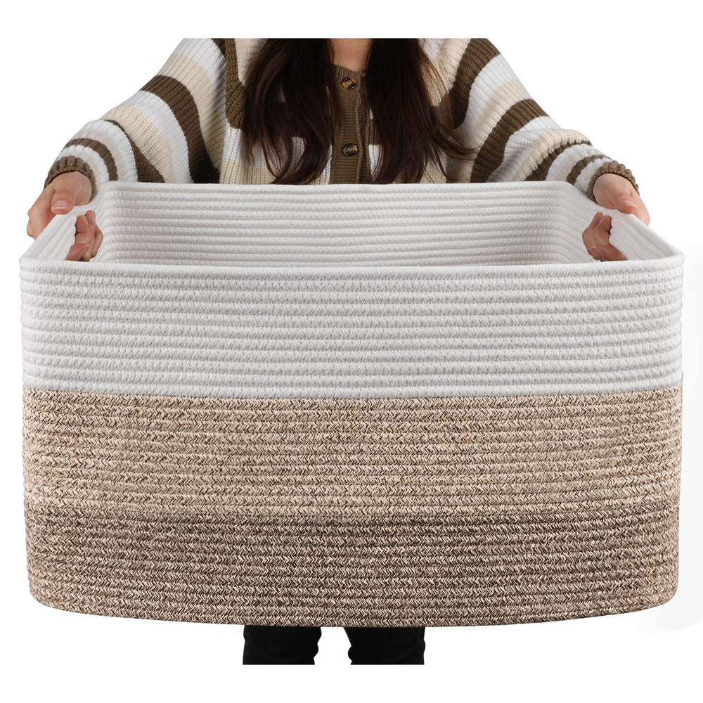 OIAHOMY large blanket basket in rectangle shape for easy blanket organization