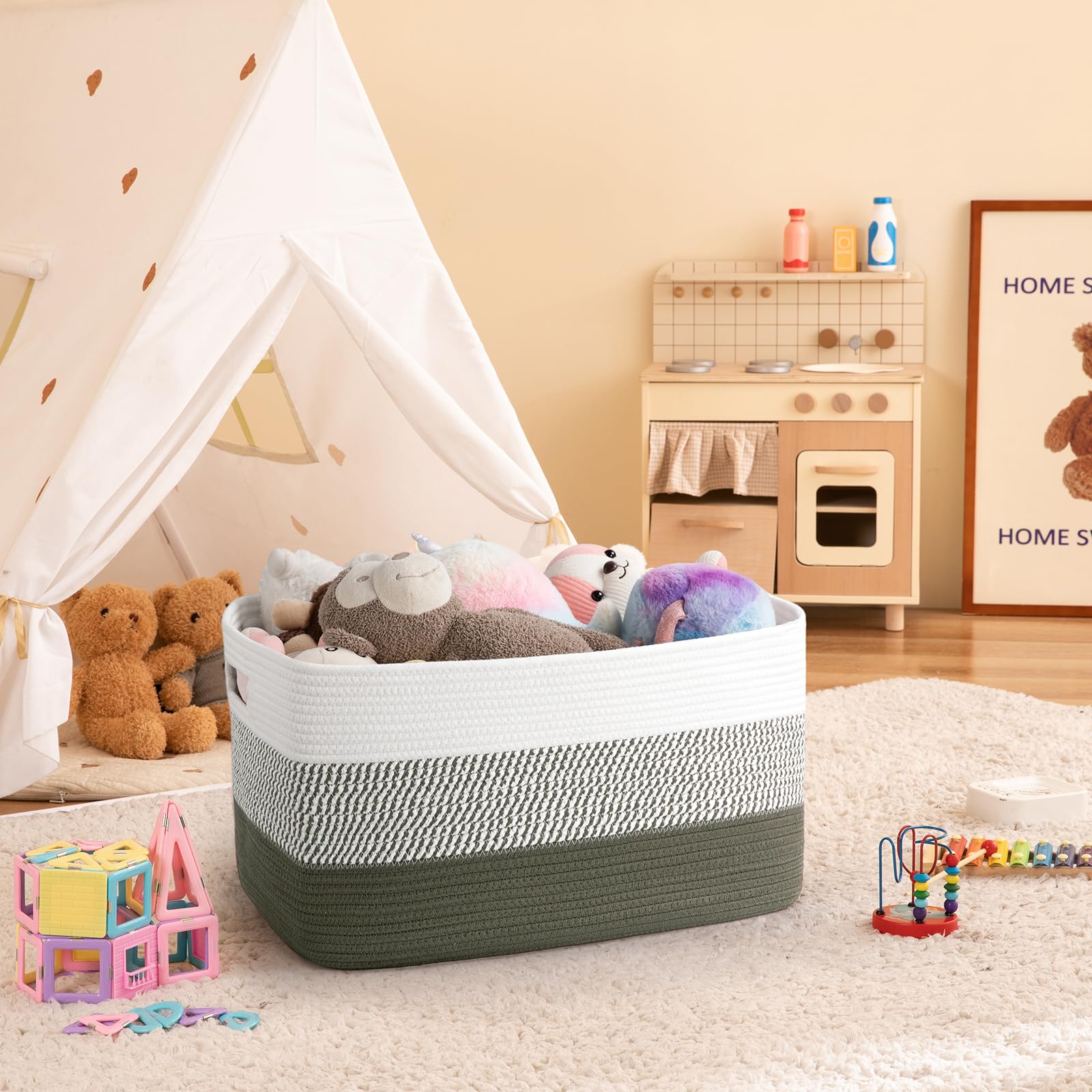 OIAHOMY large blanket basket side view showing capacity and design