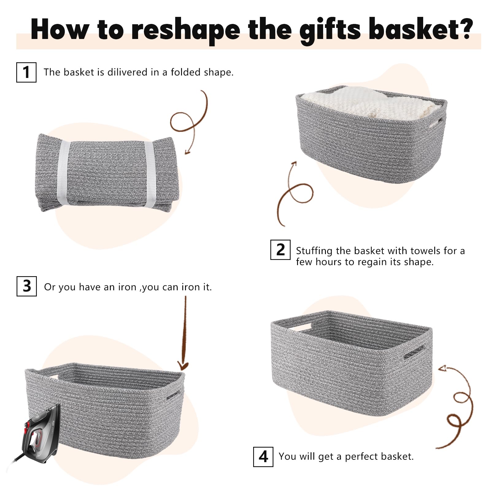 OIAHOMY large capacity basket holds towels, clothes, books