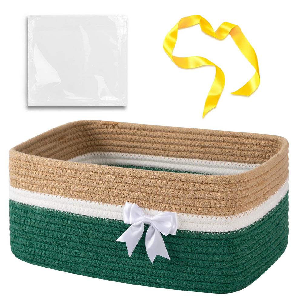 OIAHOMY large woven storage basket with handles, front view, easy toy organization.