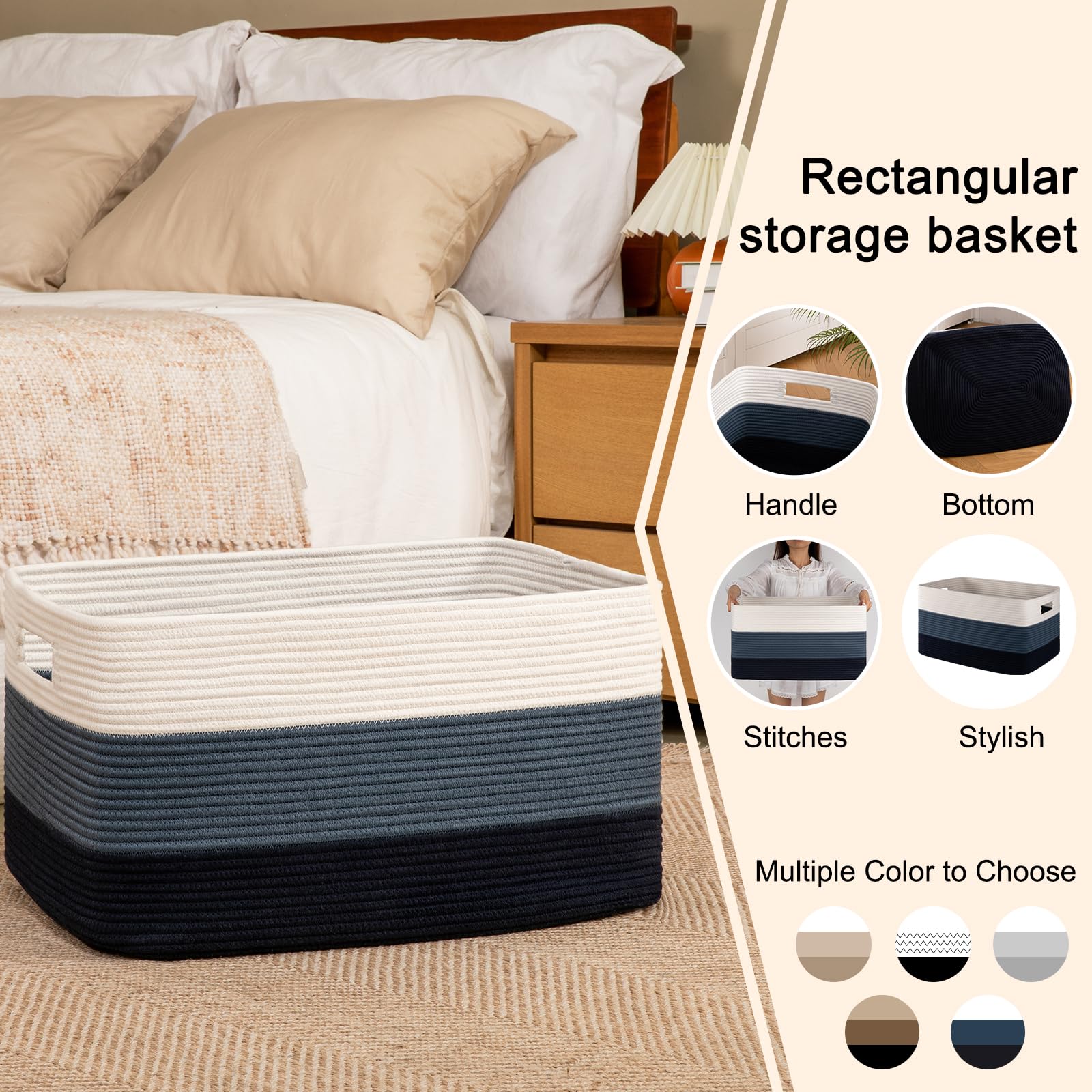 OIAHOMY nursery blanket storage basket in gradient blue