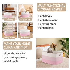 OIAHOMY nursery storage basket pink-white keeps blankets and toys organized