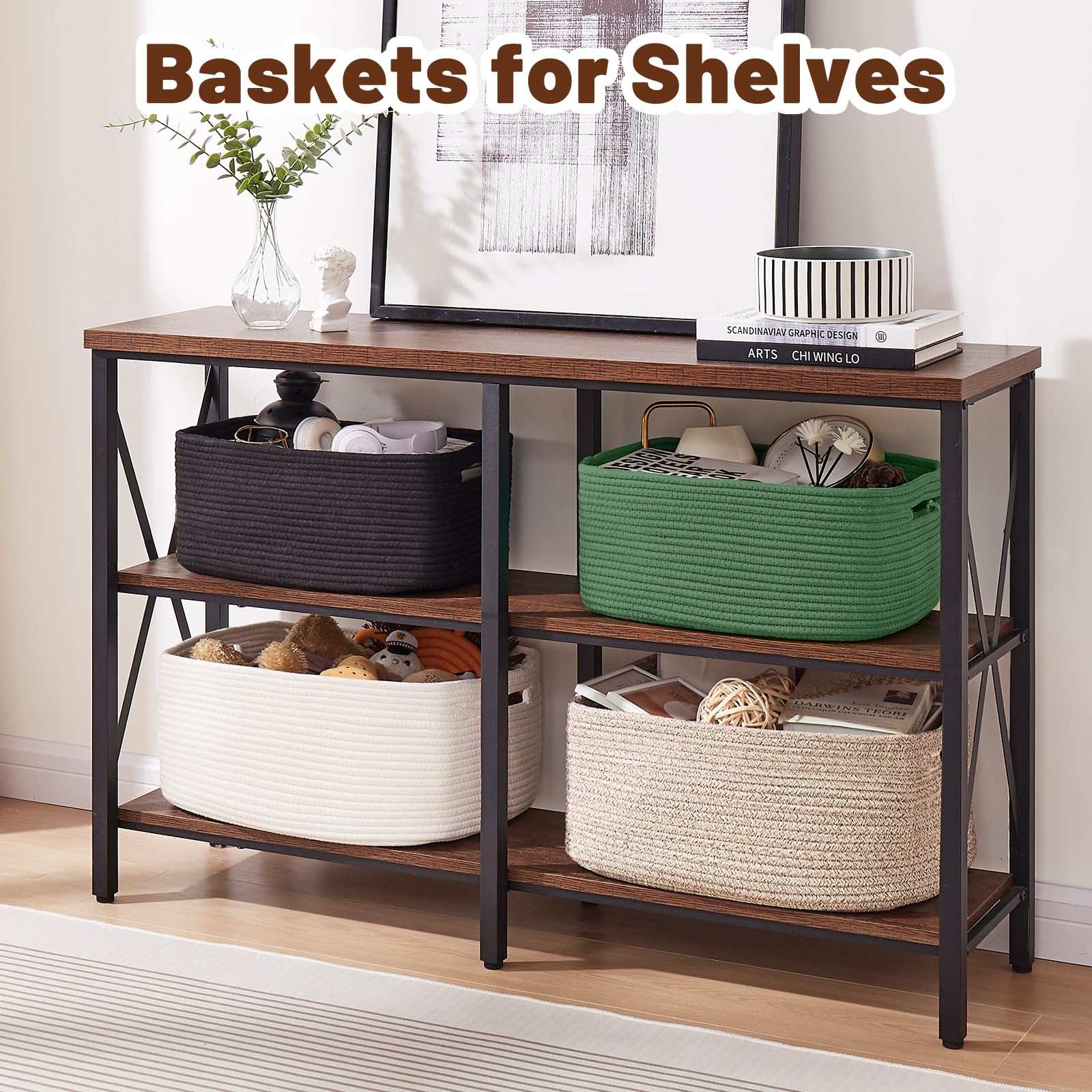 OIAHOMY organizer for cube shelves adds warmth and texture.