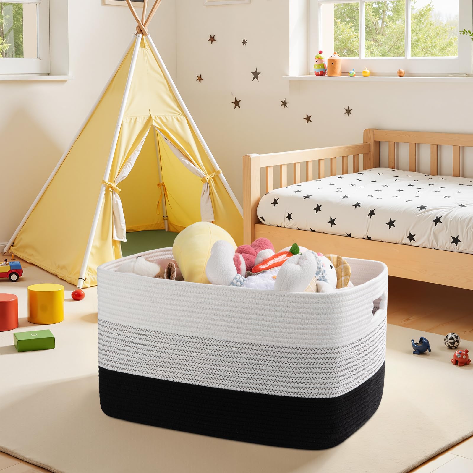 OIAHOMY rectangle storage basket with handles for organized living spaces.