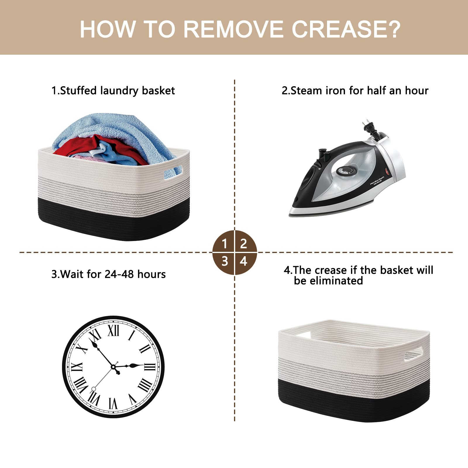 OIAHOMY shape-retains basket after filling with towels or clothing