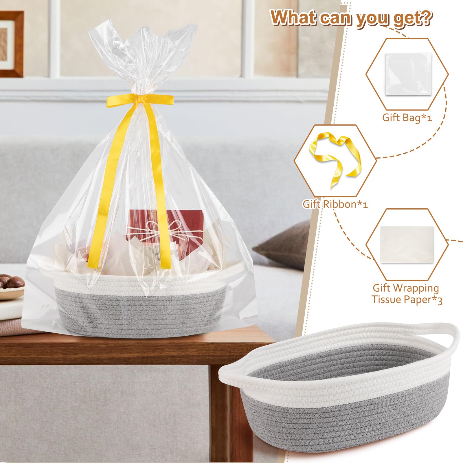 OIAHOMY small woven basket 12x8x5 fits shelves and nightstands.