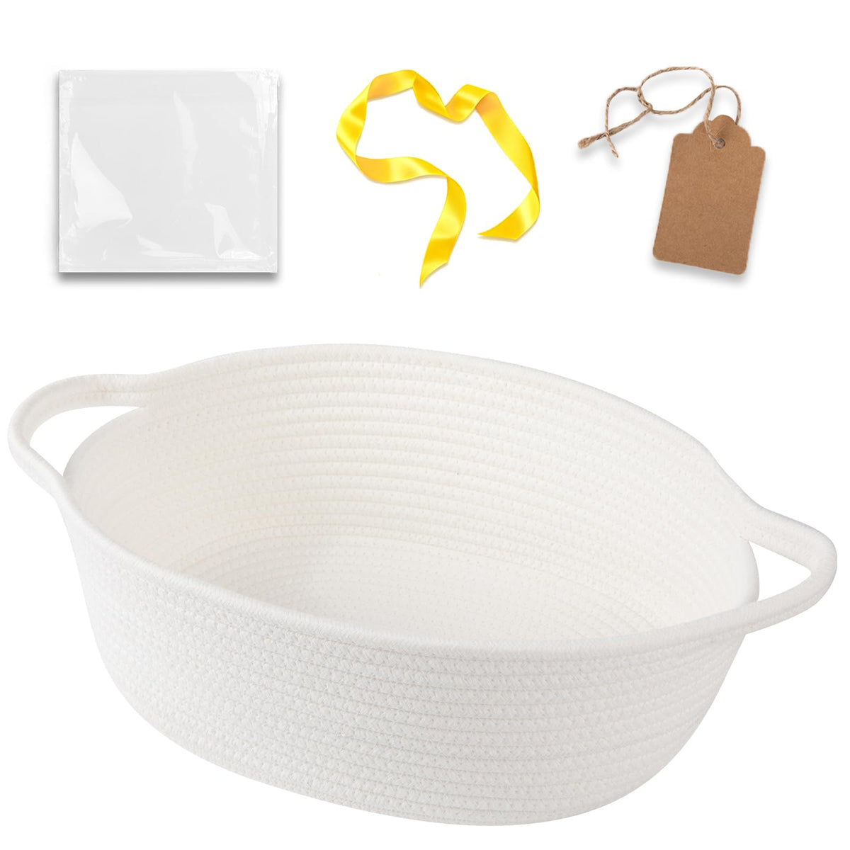 OIAHOMY small woven basket with gift bag for easy gifting and organization.