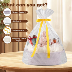 OIAHOMY small woven basket with gift bag and purple ribbon